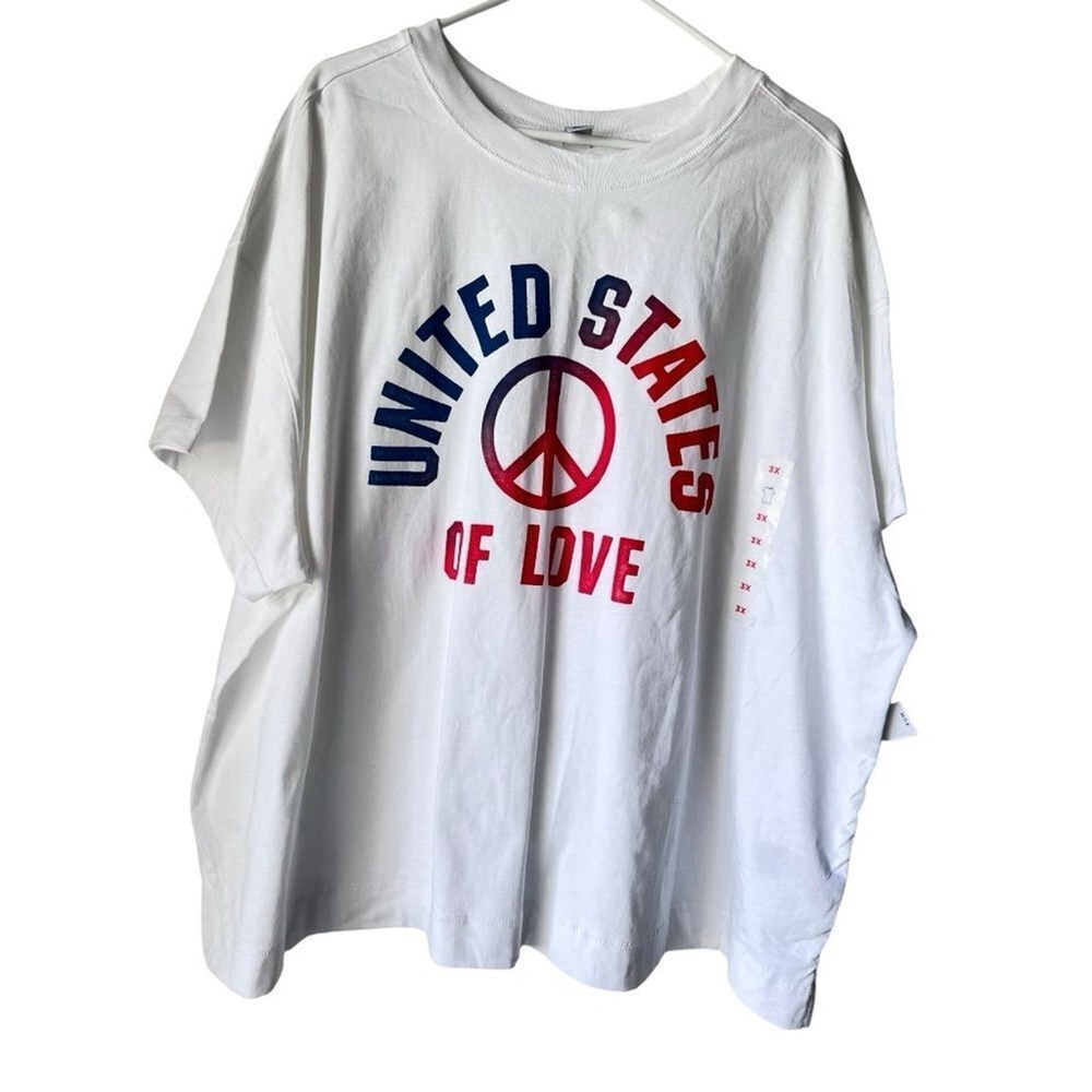 United States peaces of love shirt white plus size old navy fresh size 3X.